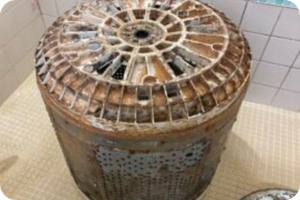 洗濯槽裏側のヘドロ汚れ